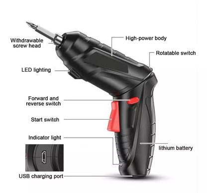 KIT DESTORNILLADOR ELÉCTRICO INALAMBRICO - INVLUYE MALETIN CON 47 PIEZAS