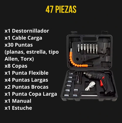 Kit Destornillador Inalámbrico 47 en 1 – Potencia, eficacia, rendimiento