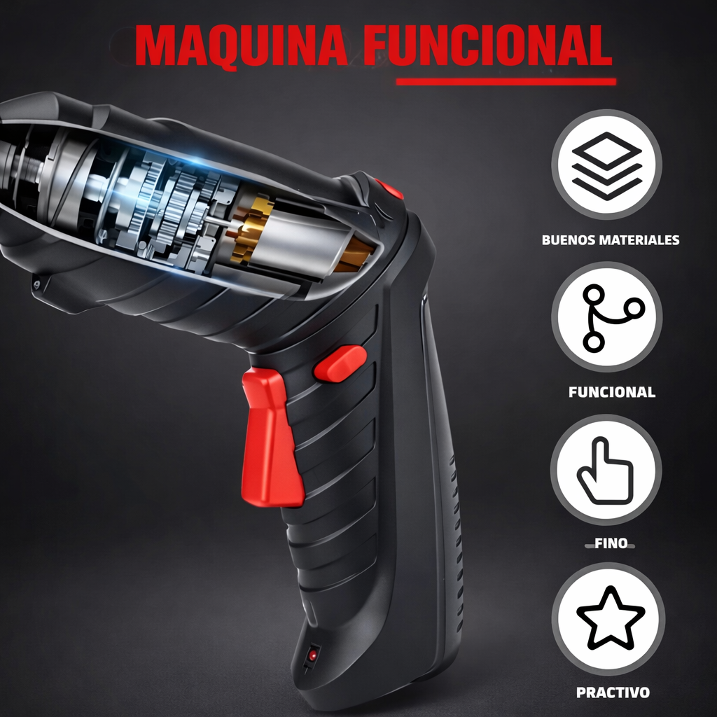 KIT DESTORNILLADOR ELÉCTRICO INALAMBRICO - INVLUYE MALETIN CON 47 PIEZAS