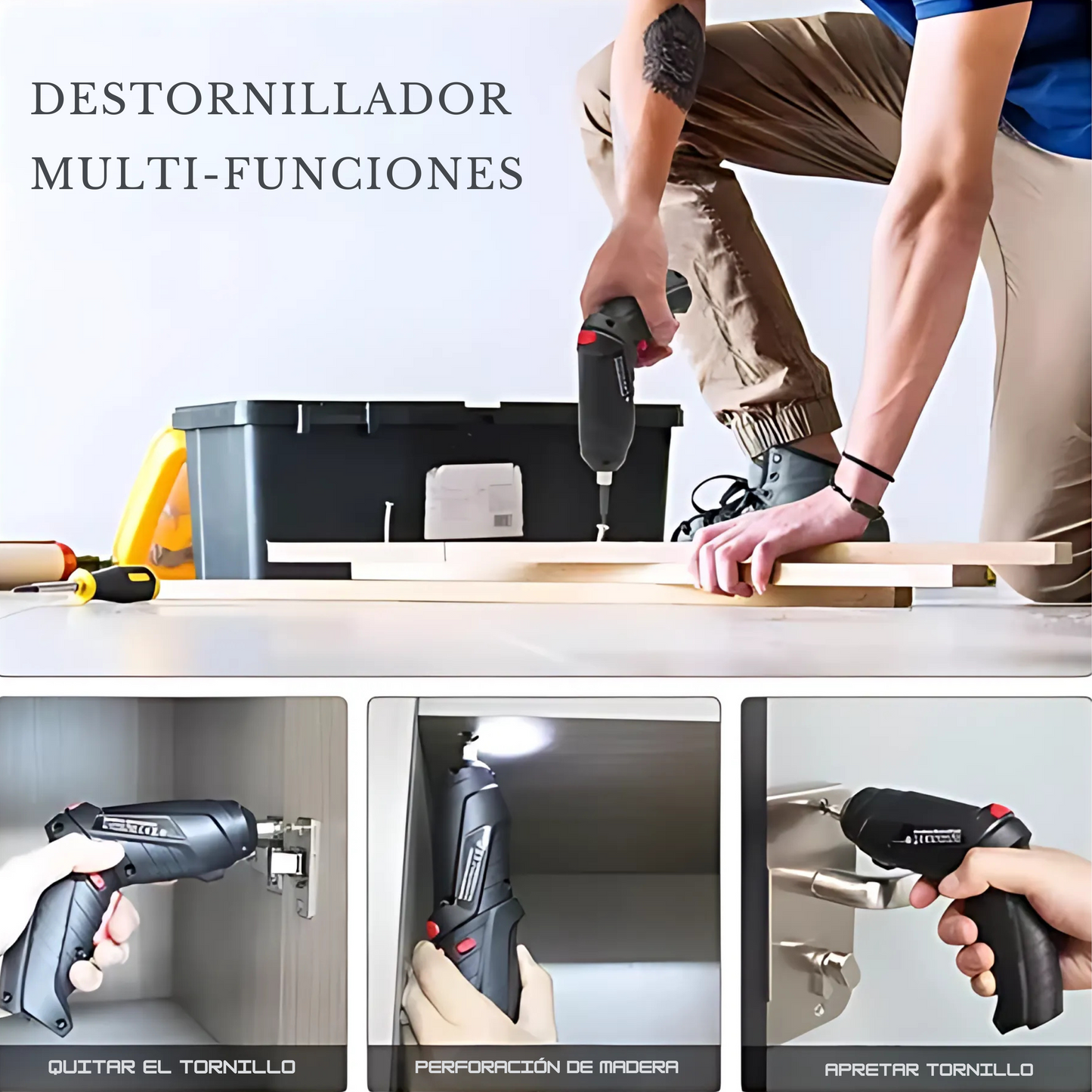 KIT DESTORNILLADOR ELÉCTRICO INALAMBRICO - INVLUYE MALETIN CON 47 PIEZAS