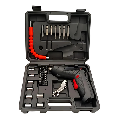 KIT DESTORNILLADOR ELÉCTRICO INALAMBRICO - INVLUYE MALETIN CON 47 PIEZAS